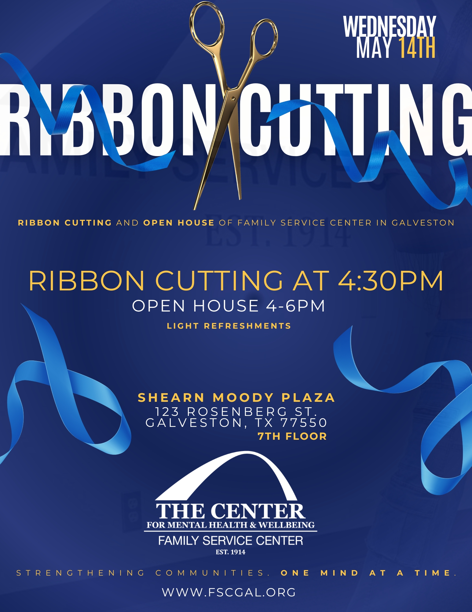 Flyer ribbon cutting and open house